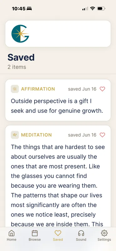 Gide - Calm favorites screen